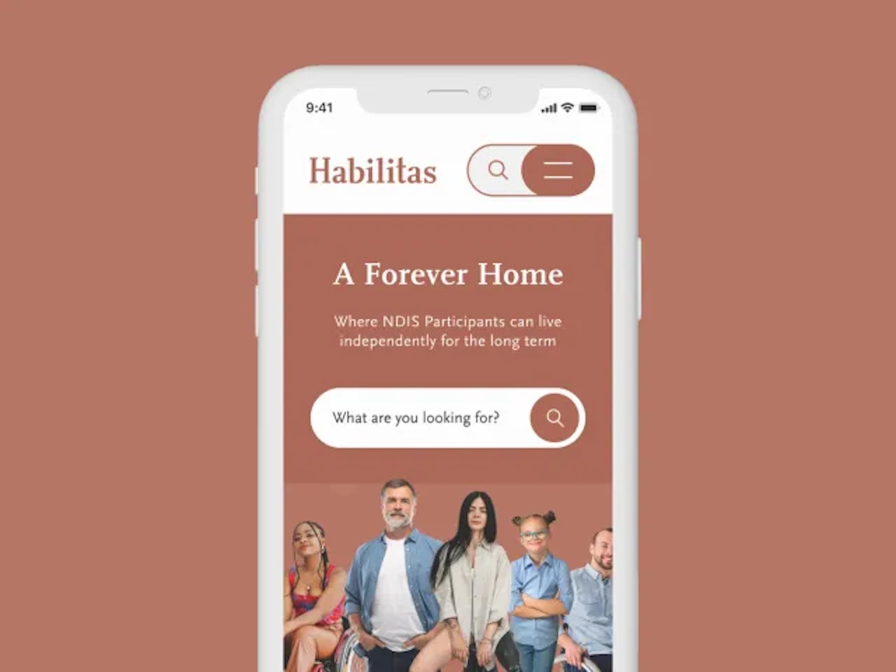 A mockup of the Habilitas website on mobile.